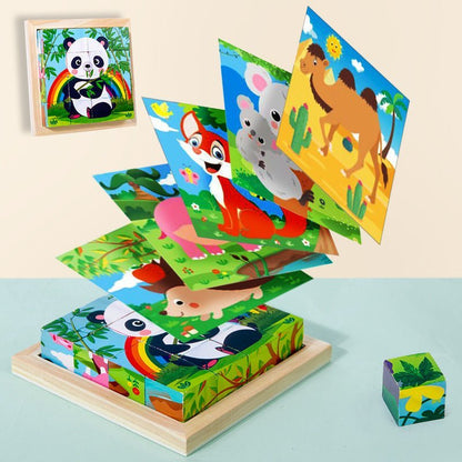PuzzelKubo 6 - zijdige Houten Montessori Blokpuzzel - KidsKorner