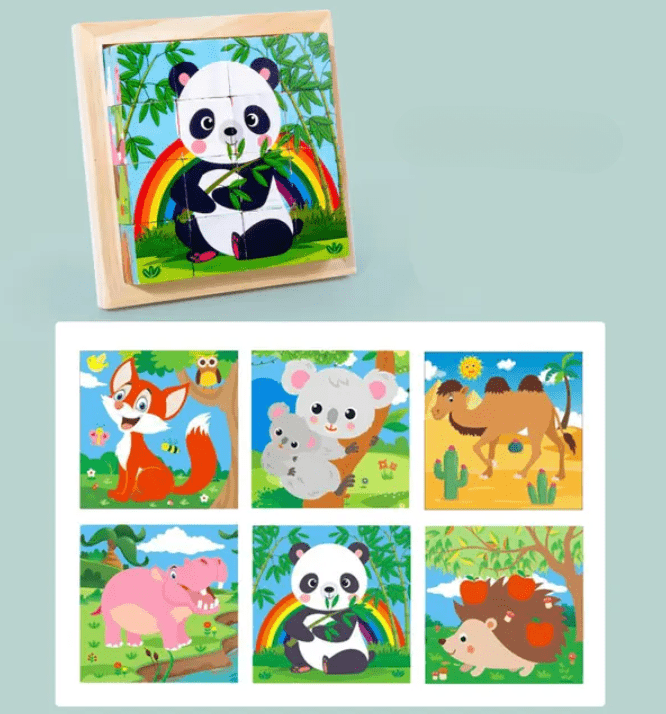PuzzelKubo 6 - zijdige Houten Montessori Blokpuzzel - KidsKorner