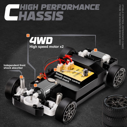 RC Driftauto Speelgoedauto Met Afstandsbediening, Extra Wielen, Pionnen En Parcours Set 6+ Jaar - KidsKorner