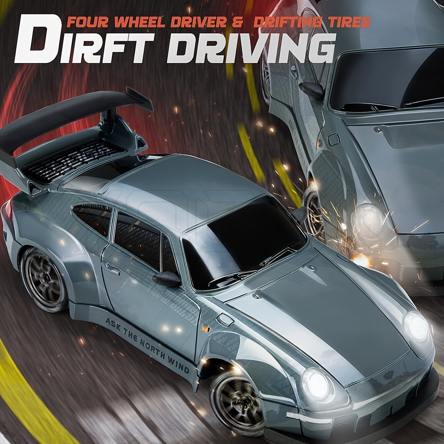 RC Driftauto Speelgoedauto Met Afstandsbediening, Extra Wielen, Pionnen En Parcours Set 6+ Jaar - KidsKorner