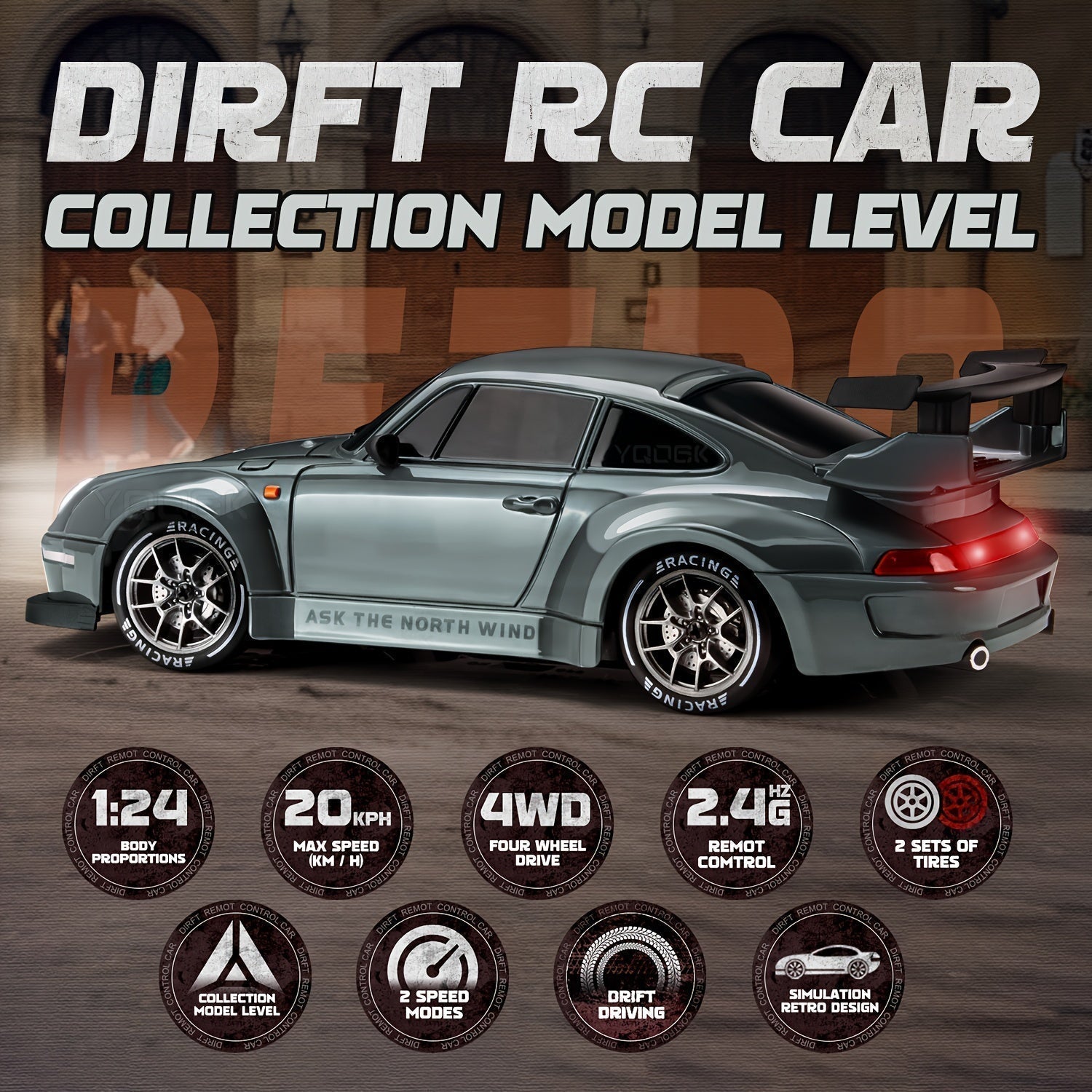 RC Driftauto Speelgoedauto Met Afstandsbediening, Extra Wielen, Pionnen En Parcours Set 6+ Jaar - KidsKorner