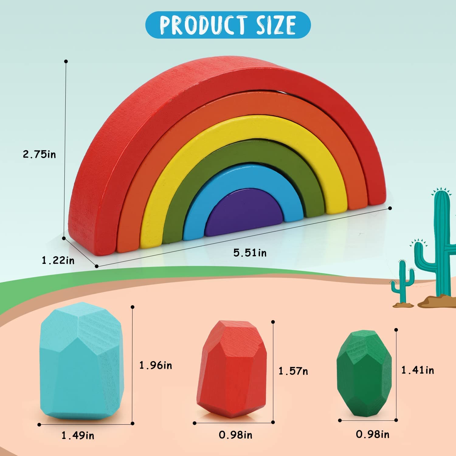 RegenRondo Houten Regenboog – Stapelstenen & Stapelblokken - KidsKorner
