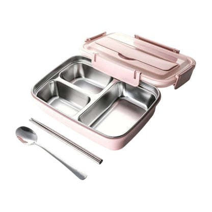RVS Lunchbox Met Vakken | Lekvrij 1500ml Inclusief Bestek | Vaatwasserbestendig - KidsKorner