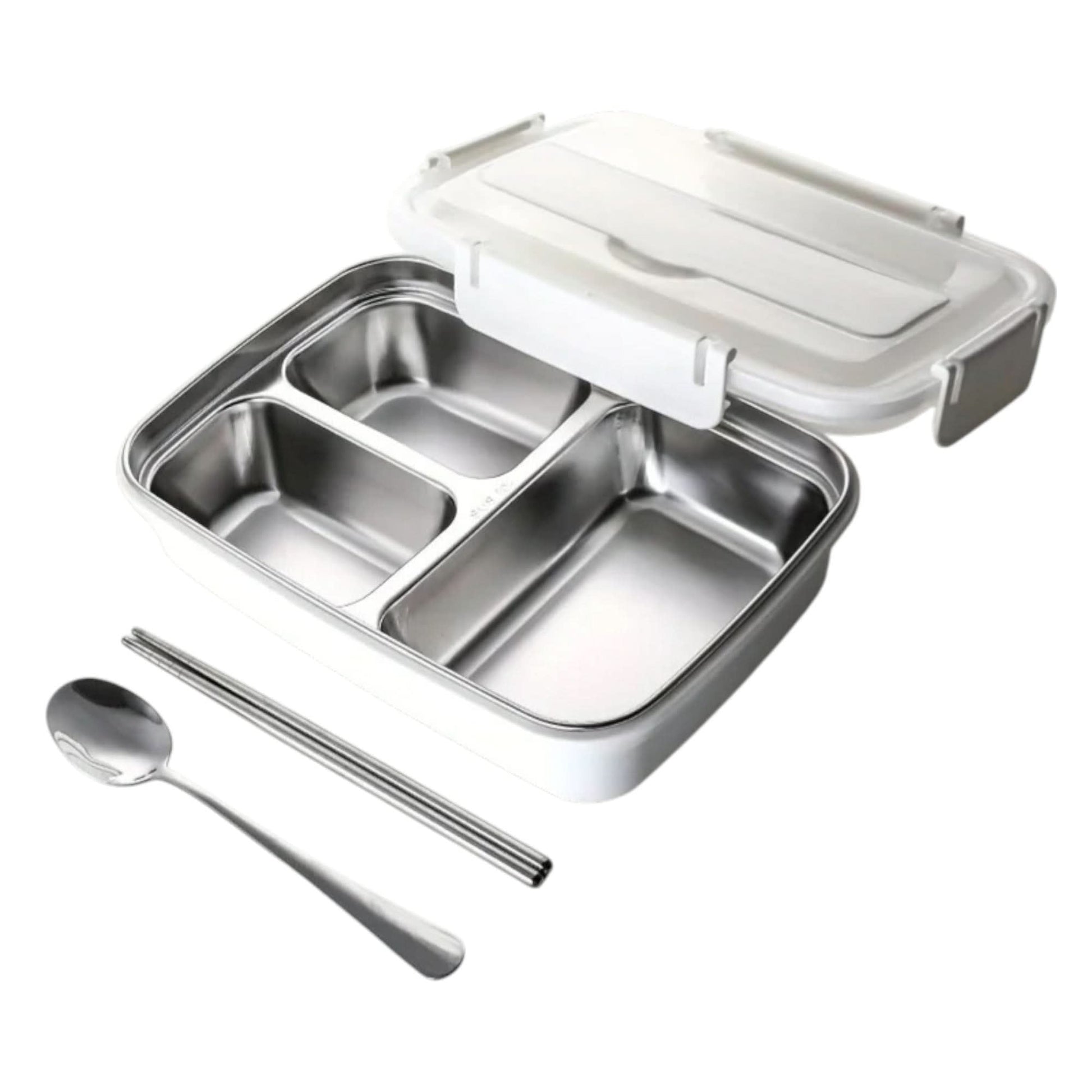 RVS Lunchbox Met Vakken | Lekvrij 1500ml Inclusief Bestek | Vaatwasserbestendig - KidsKorner