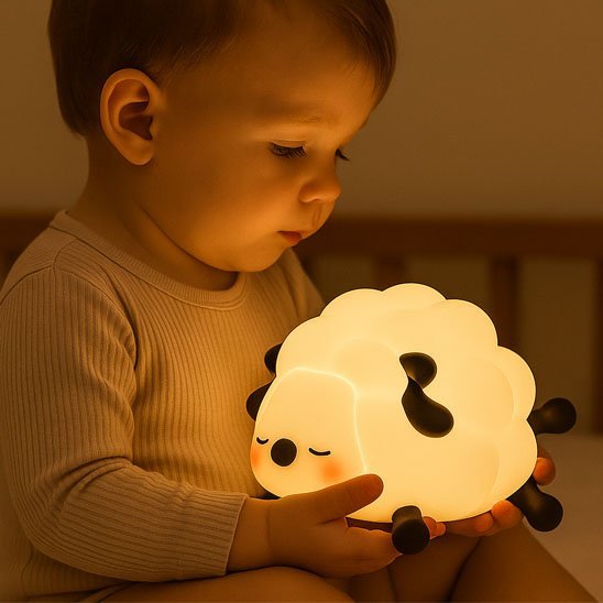 Schaapje Nachtlampje Baby en Kind - Muisstil en Dimbaar - KidsKorner