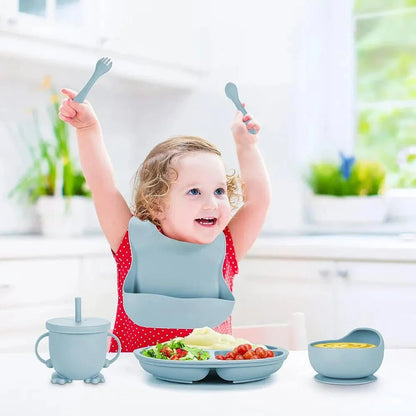 Siliconen Baby Eetset Met Zuignap En Slab BPA - vrij - KidsKorner