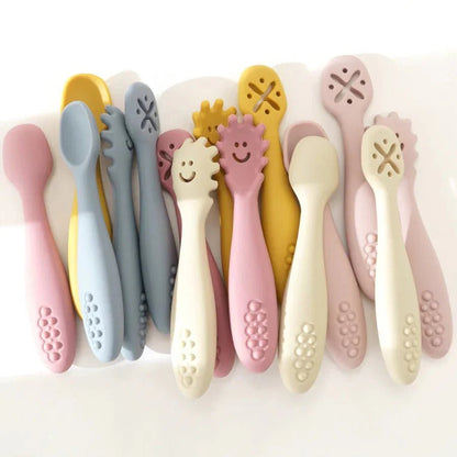 Siliconen Babybestek Set 3 - Delig Met Lepel En Vork - KidsKorner