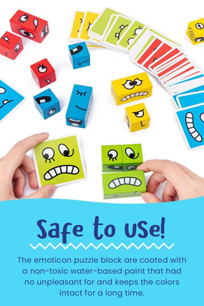 SmoelKubo Emotie Blokkenspel - Gezicht Puzzelspel - KidsKorner