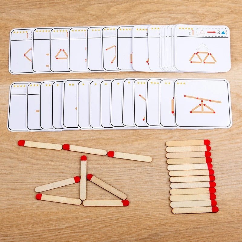 VormSticks Montessori Vormenpuzzel Met Houten Stokjes En Kaarten - KidsKorner