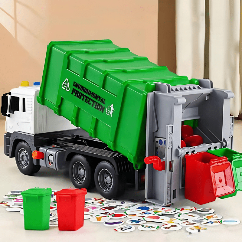 Vuilniswagen Speelgoed Met Containers - Recycling Speelset - KidsKorner